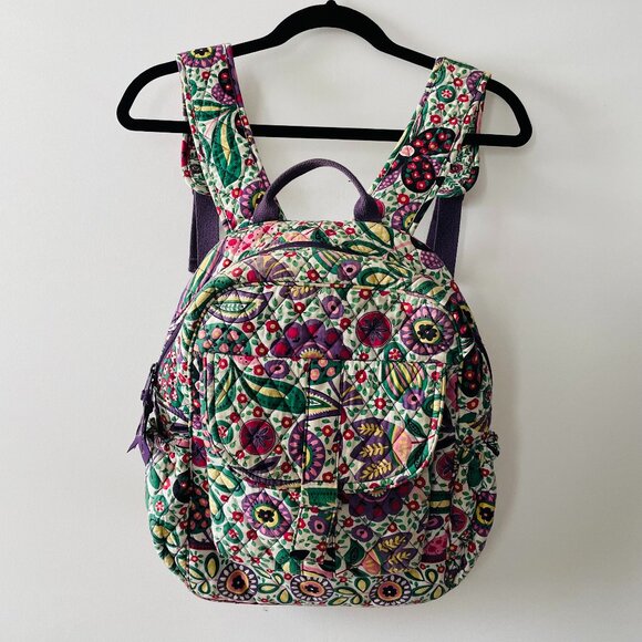Vera Bradley Womens Multicolor Colorful Floral Preppy Mini Bunbury Backpack - Picture 1 of 13